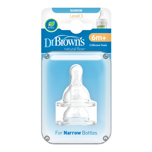 Dr Brown's Natural Flow® Options+™ Tetina de flujo estrecho de nivel 3, paquete de 2