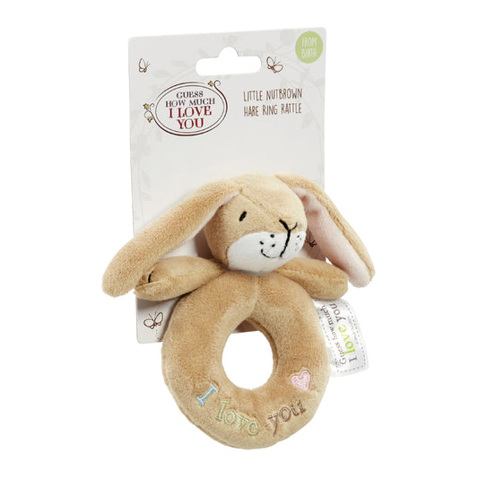 Adivina cuánto te amo Anillo sonajero de liebre de peluche