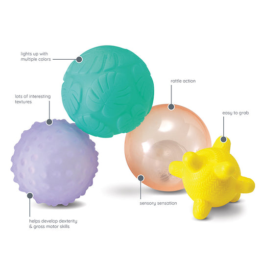 Infantino - Conjunto de bolas multi-sensoriais de luzes e sons