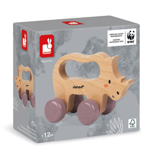 Janod WWF Push Along Rhino