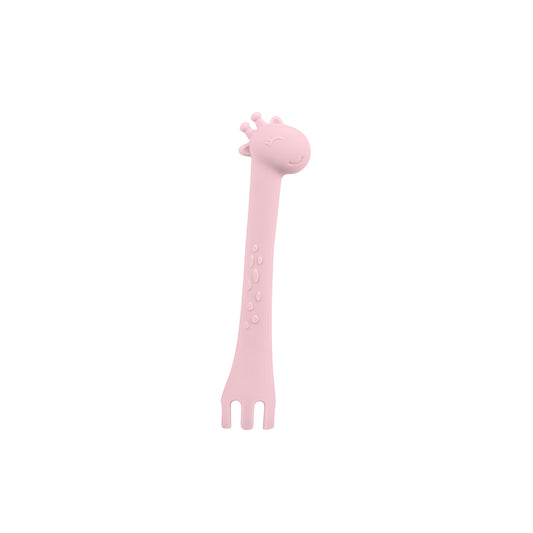 Kikka Boo Cuchara De Silicona Con Tenedor Jirafa Rosa