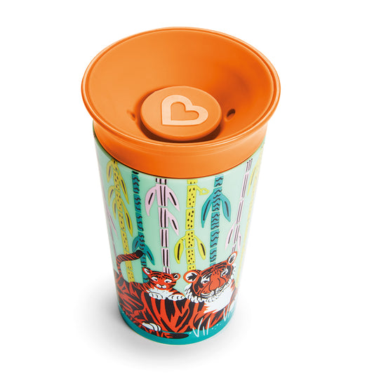 Vaso para sorber Munchkin Miracle 360° WildLove Rhino &amp; Tiger 266 ml, paquete de 2