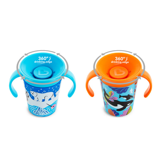 Munchkin - Vaso Miracle 360 ​​​​- Orca Polar 177ml - Paquete de 2