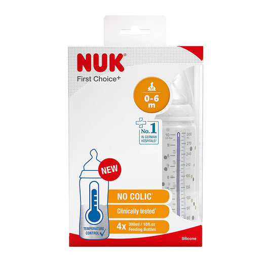 NUK First Choice+ Biberón de Temperatura 300ml 4Pk - Biberones con Control de Temperatura