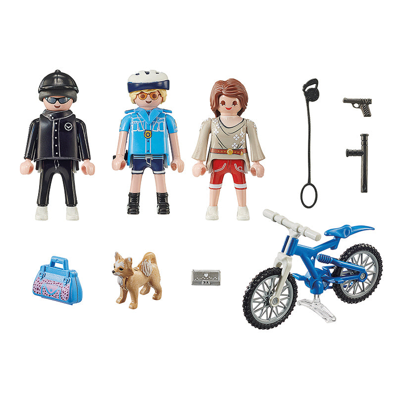 Playmobil - Bicicleta da polícia de ação da cidade com ladrão