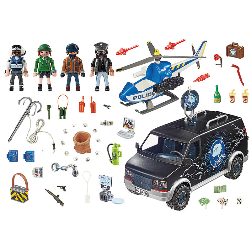 Playmobil 70575 Perseguição de helicóptero policial em ação na cidade com Van em fuga 70575