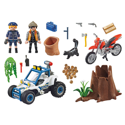 Playmobil - Coche de policía todoterreno en acción urbana con ladrón de joyas