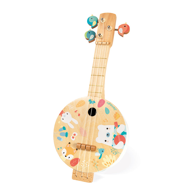 Janod Wooden Pure Banjo - Houten Speelgoed Banjo Voor Kinderen Vanaf 3 Jaar