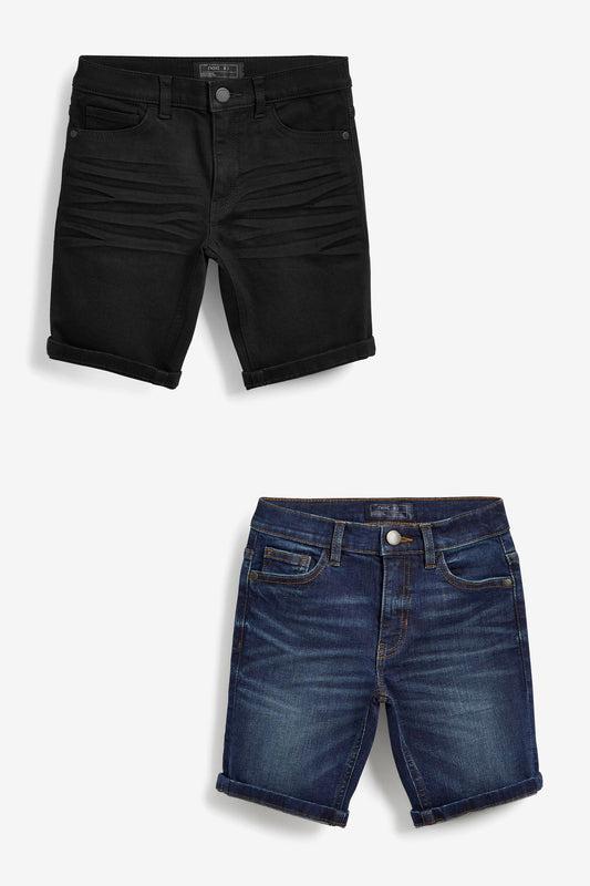 Camo & Khaki - Bermuda preta/jeans - kit com 2
