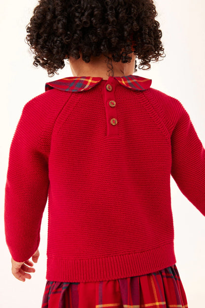 |Niña| Vestido de malla mixta - Rojo (3 meses-7 años)