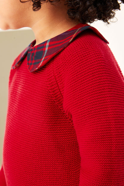 |Niña| Vestido de malla mixta - Rojo (3 meses-7 años)