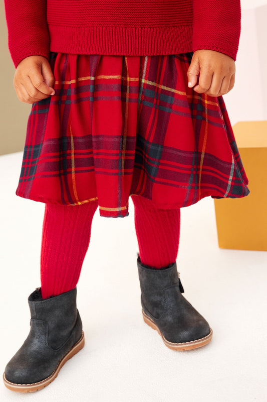 |Niña| Vestido de malla mixta - Rojo (3 meses-7 años)