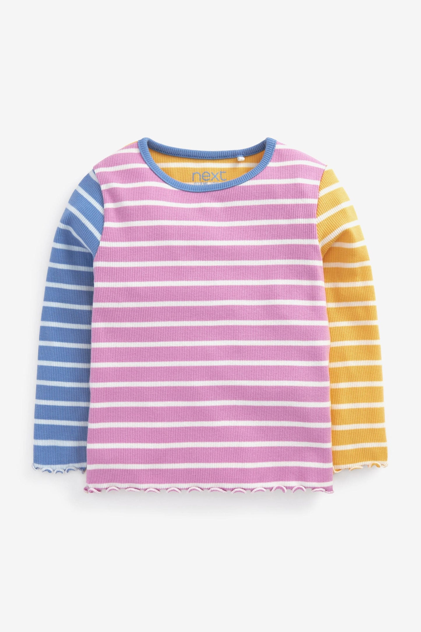 |BabyGirl| Camisa Costela Faixa de Bloco - Colorido (3meses-8anos)