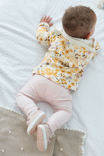 |Niña| Chaqueta de punto ligera - Amarillo floral - (0 meses-2 años)