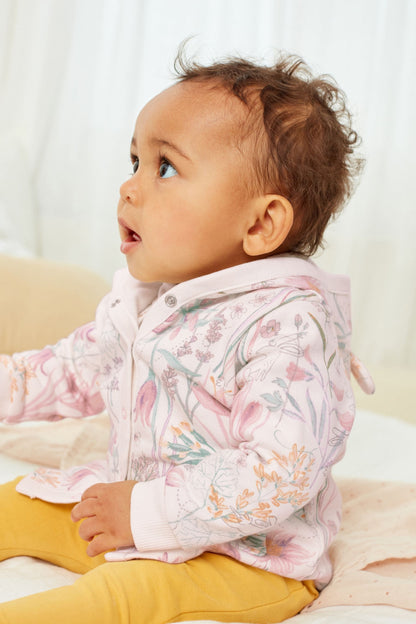 |Niña| Chaqueta de punto ligera - Rosa floral - (0 meses-2 años)