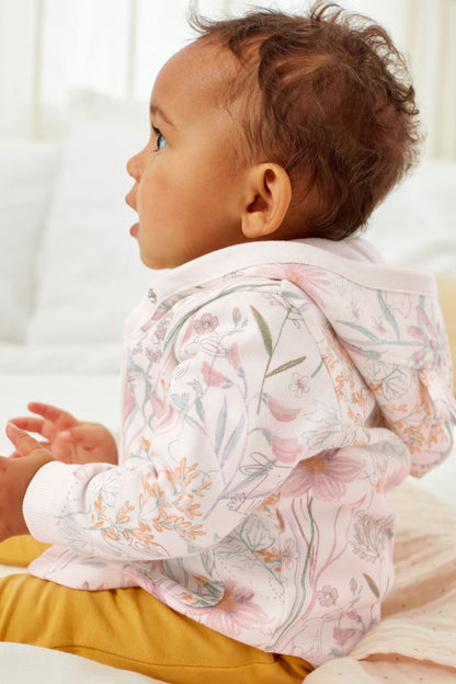 |Niña| Chaqueta de punto ligera - Rosa floral - (0 meses-2 años)