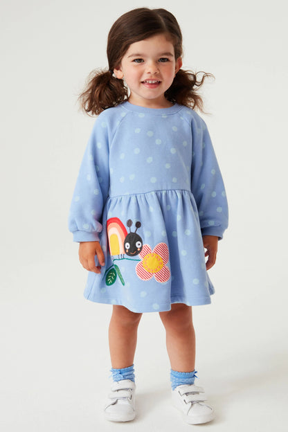 |Niña| Vestido sudadera Ladybug - Azul - (3 meses-7 años)