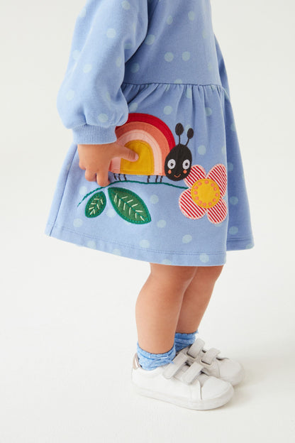 |Niña| Vestido sudadera Ladybug - Azul - (3 meses-7 años)