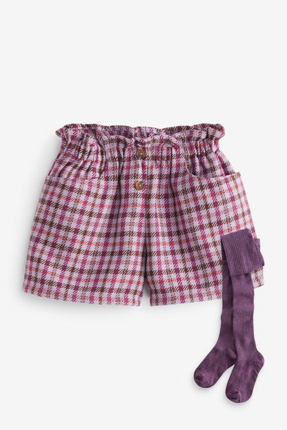 |BabyGirl| Conjunto de shorts e Meia Calça - Vermelho Berry (3meses-7anos)