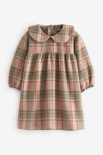 |BabyGirl| Vestido de Chá com Gola Xadrez - Rosa - (3meses-7anos)