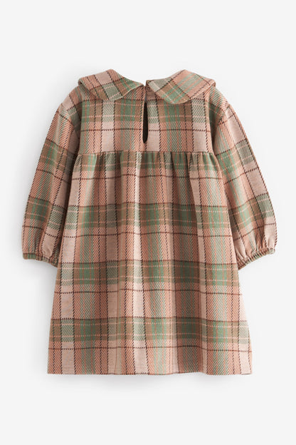 |BabyGirl| Vestido de Chá com Gola Xadrez - Rosa - (3meses-7anos)