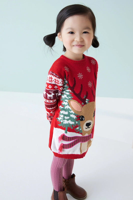 |BabyGirl| Vestido de Natal - Vermelho (3meses-7anos)