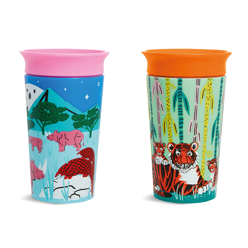 Munchkin Miracle 360° Sippy Cup WildLove Rhino & Tiger 266ml 2Pk