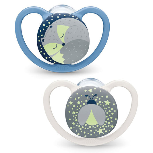 Nuk - Space Night Soother Blue 2Pk