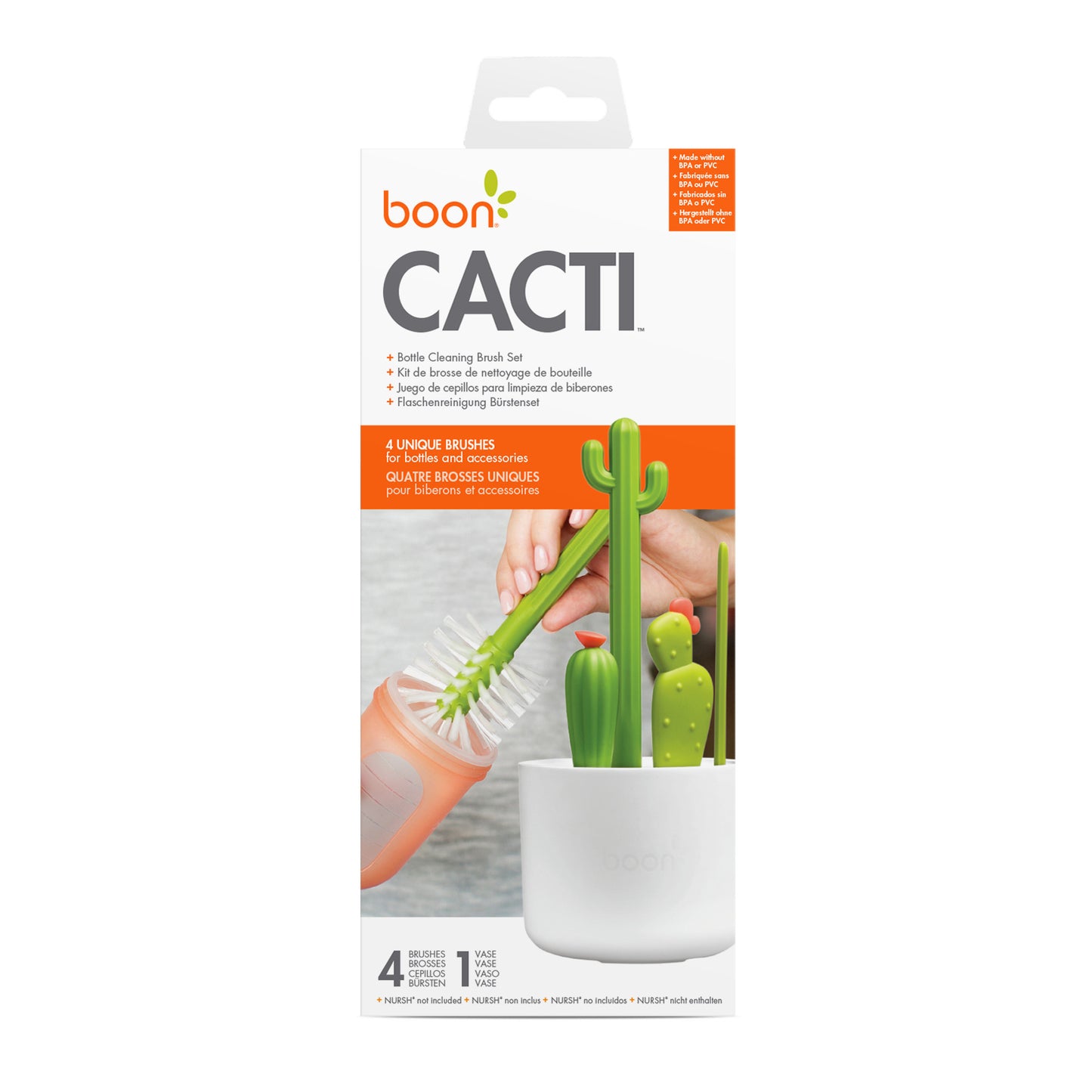 Boon CACTI Conjunto de Escova para Limpeza de Mamadeiras e Garrafas