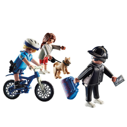 Playmobil - Bicicleta da polícia de ação da cidade com ladrão