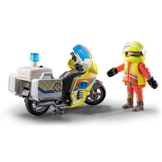 Playmobil de emergência com Motocicleta intermitentes luzes