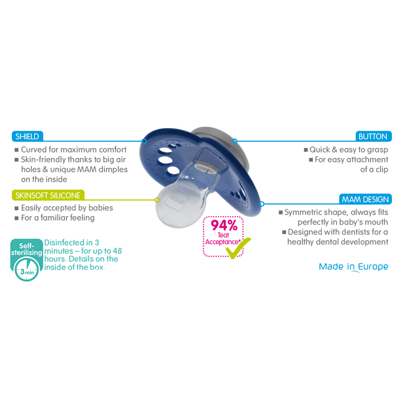 MAM Pure Night Chupeta Rosa 16m+ 2Pk