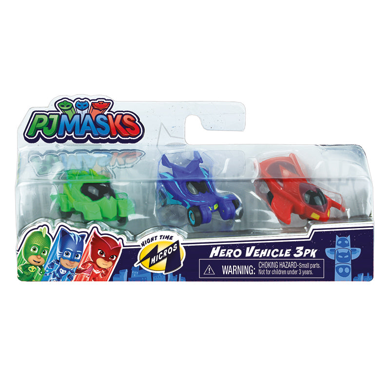 Flair - PJ Masks Nighttime Micros Veículos dos Heróis Kit com 3 Unidades