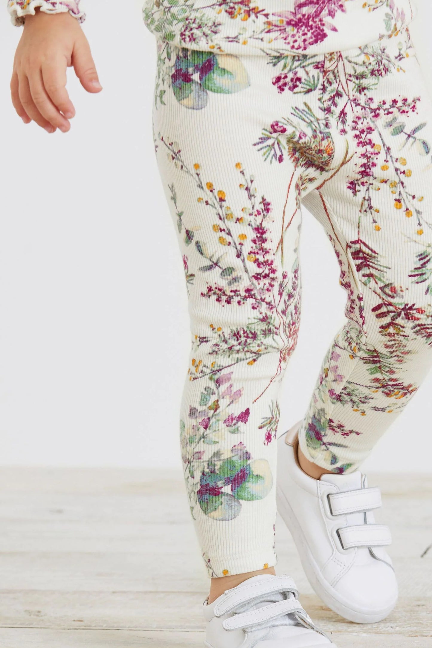 |BabyGirl| Legging Rib Jersey Floral - Creme (3meses-7anos)