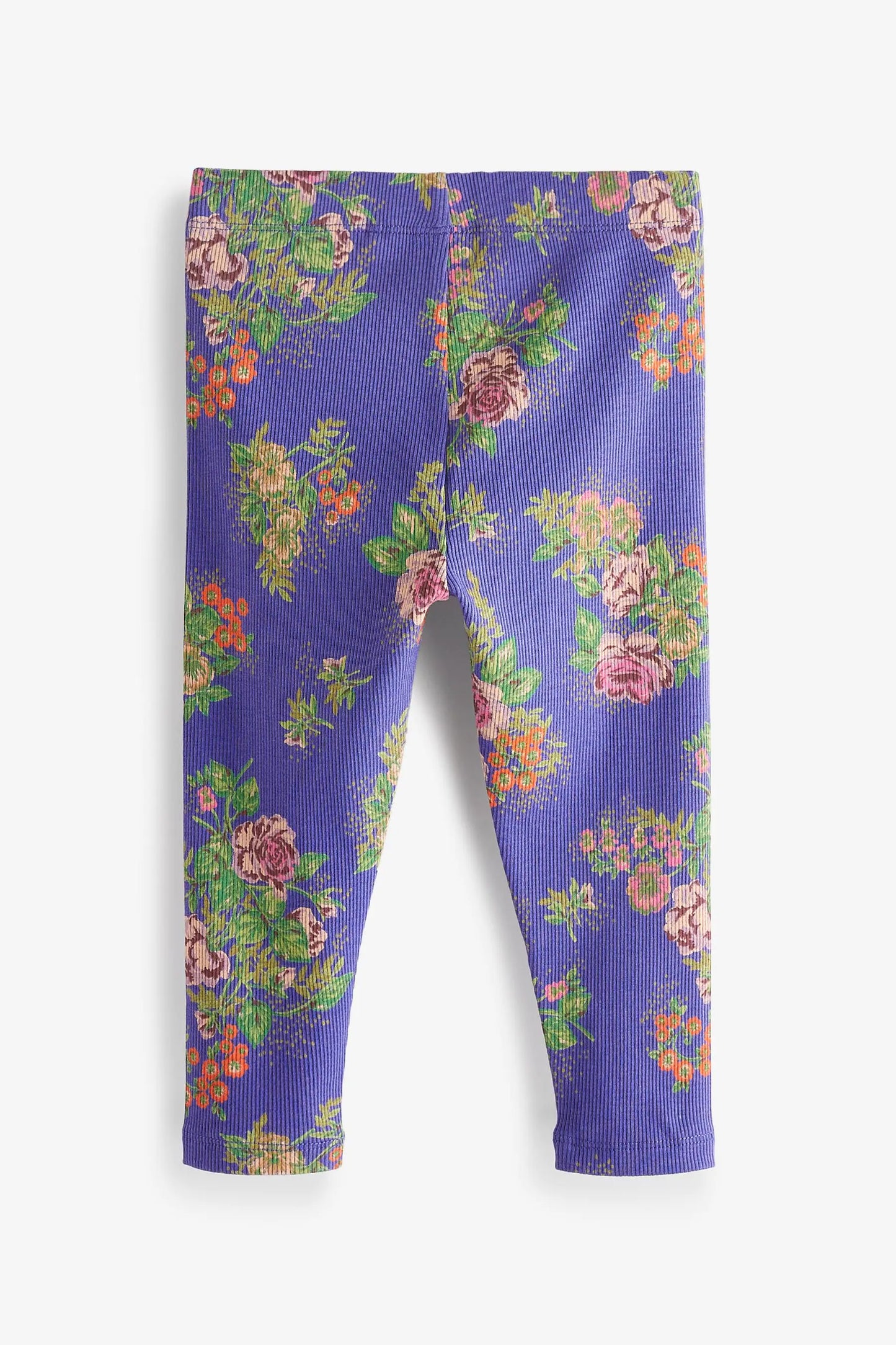 |BabyGirl| Legging Rib Jersey Floral - Azul (3meses-7anos)
