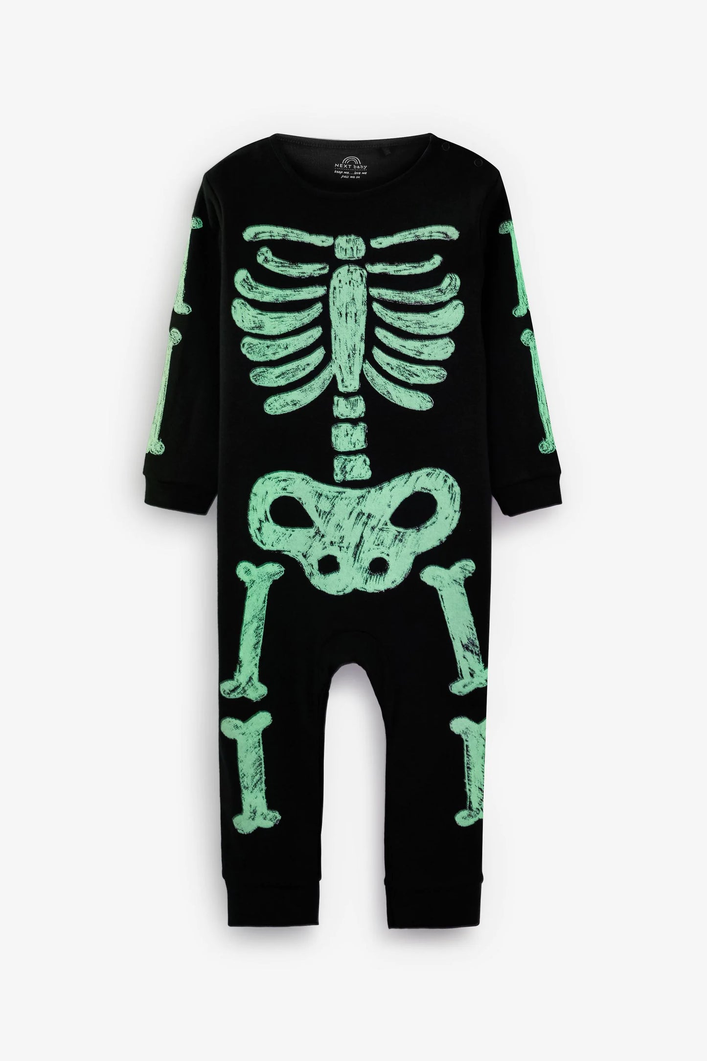 |BabyBoy & BabyGirl| Macacão Halloween Esqueleto Brilha no Escuro (0meses-3anos)