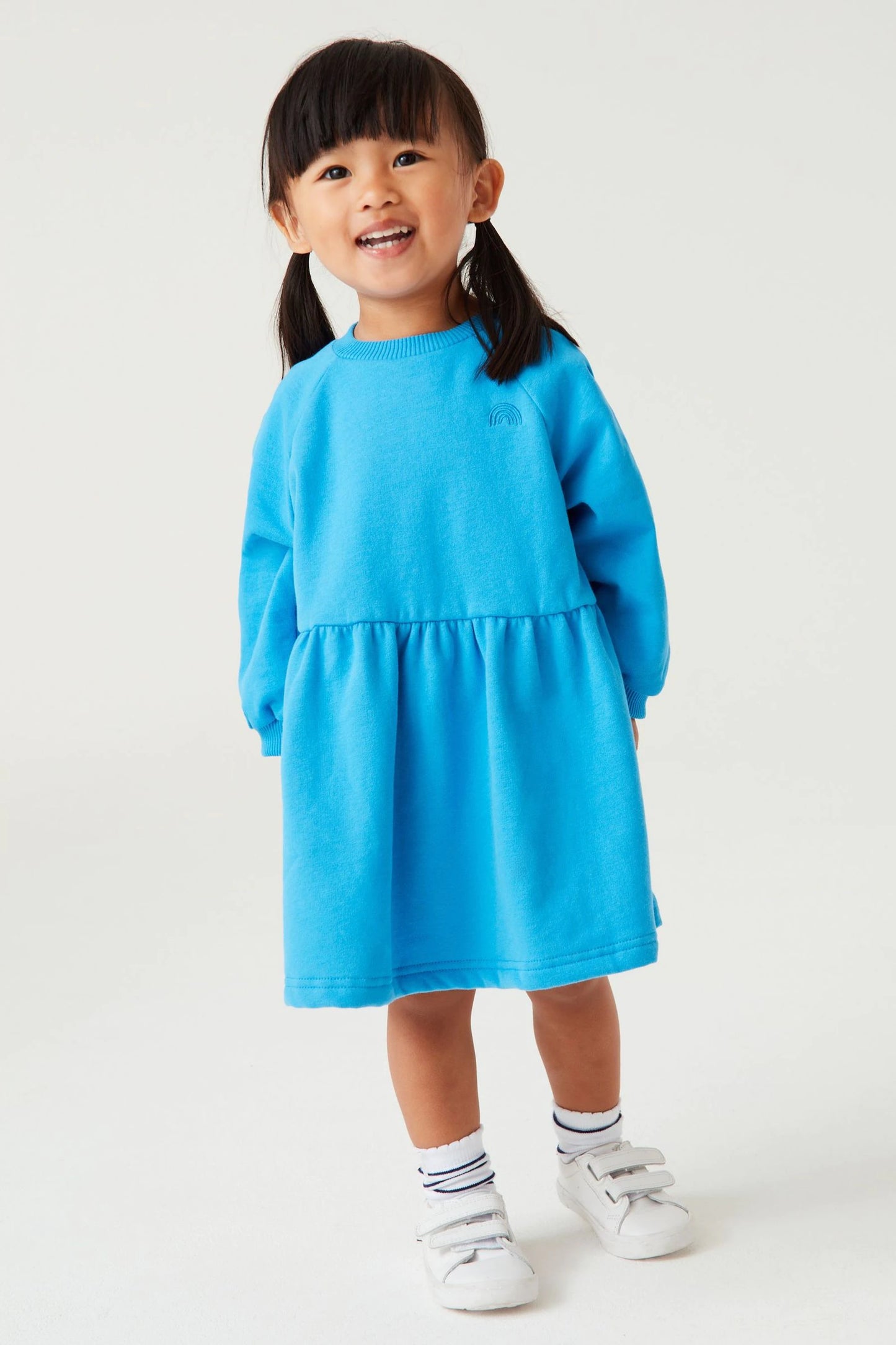 |BabyGirl| Vestido de Moletom Liso - Azul - (3meses-7anos)