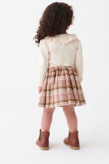 |Niña| Conjunto de falda y calcetines de cuadros - Rosa (3 meses-10 años)