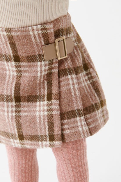 |Niña| Conjunto de falda y calcetines de cuadros - Rosa (3 meses-10 años)