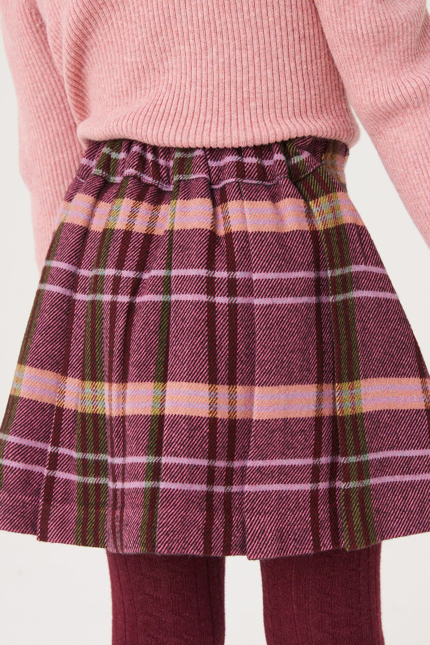 |BabyGirl| Conjunto Saia Xadrez e Meia - Roxo (3meses-7anos)