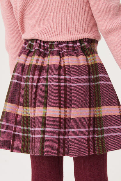 |BabyGirl| Conjunto Saia Xadrez e Meia - Roxo (3meses-7anos)