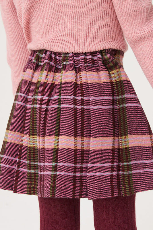 |Niña| Conjunto de falda y calcetines de cuadros - Morado (3 meses-7 años)