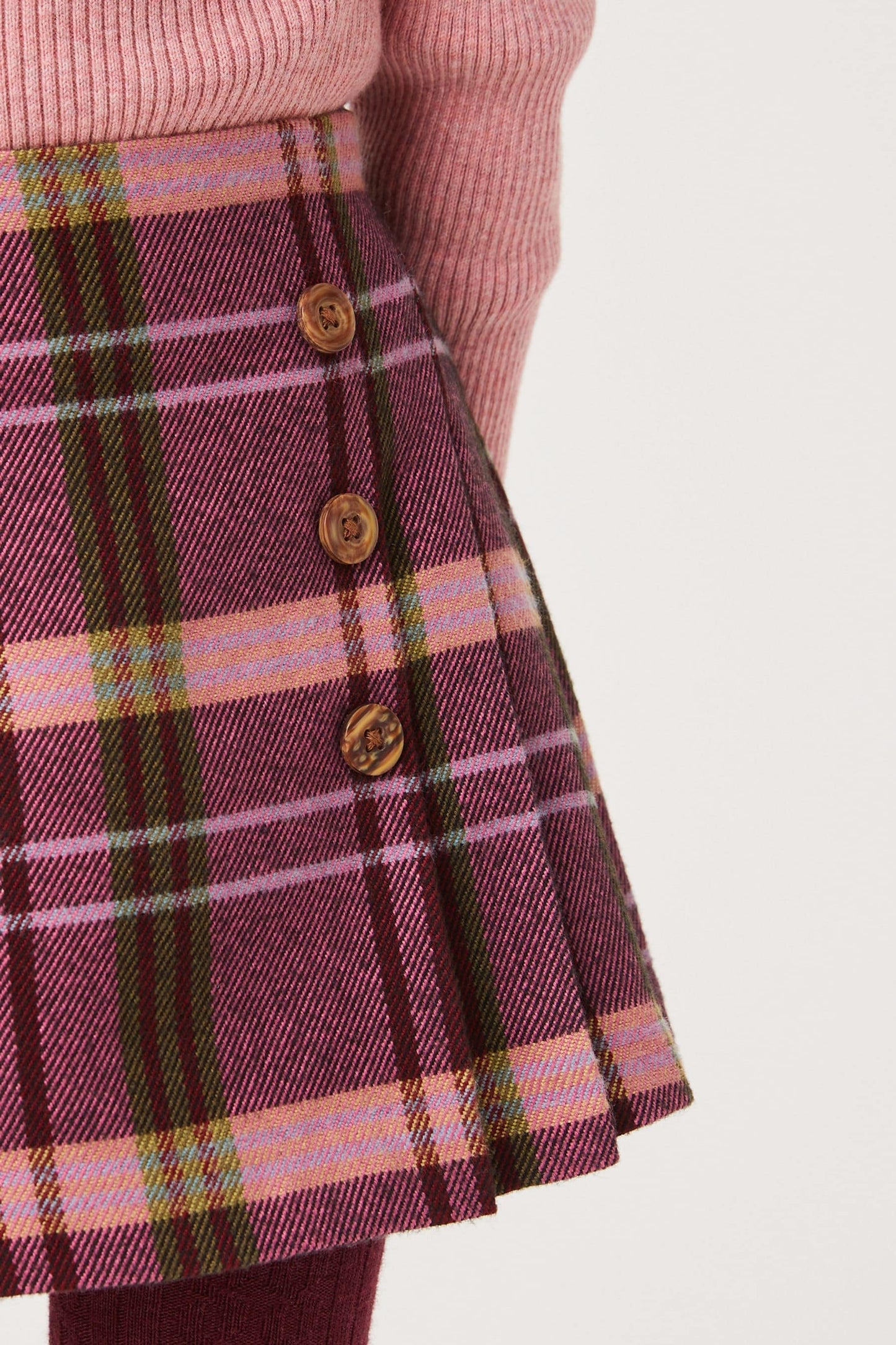 |BabyGirl| Conjunto Saia Xadrez e Meia - Roxo (3meses-7anos)