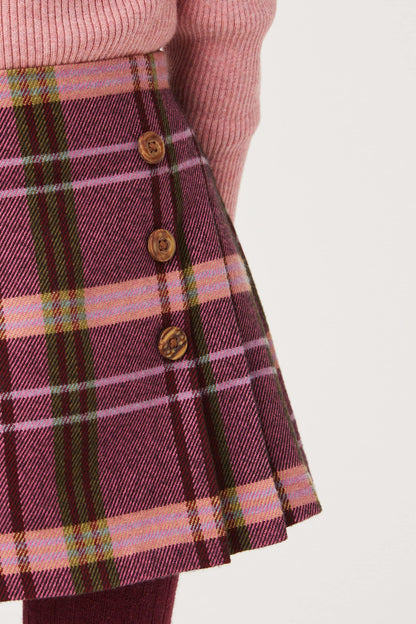 |BabyGirl| Conjunto Saia Xadrez e Meia - Roxo (3meses-7anos)