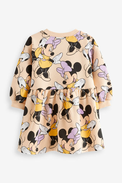 |BabyGirl| Vestido de Moletom Disney Minnie - Bege - (3meses-7anos)