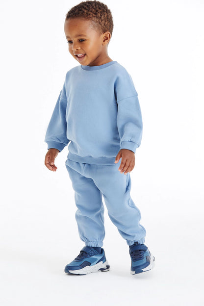 |BabyBoy| Conjunto de Moletom e Calça Oversized Azul Claro (3meses-7anos)