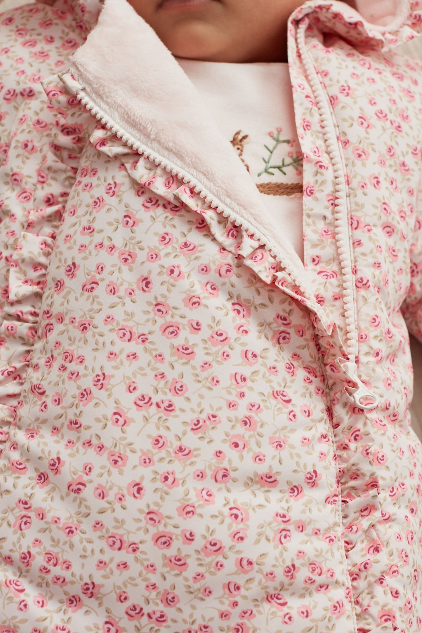 |BabyGirl| Macacão com capuz - Rosa Floral (0meses-2anos)