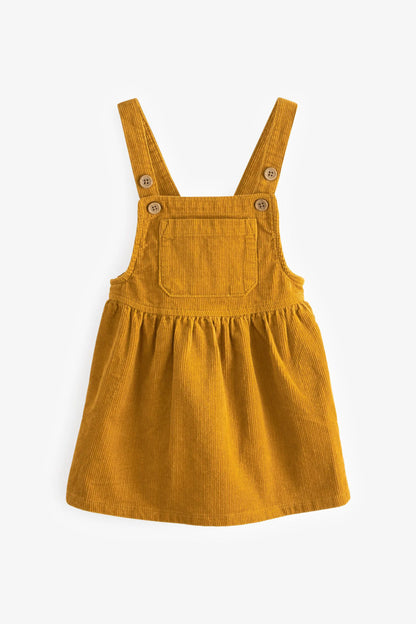 |BabyGirl| Vestido Jardineira Pinafore - Amarelo Ocre - (3meses-8anos)