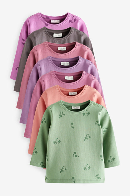 |BabyGirl| Conjunto Camisa Manga Longa Estampa/Lisa - Verde/Rosa - (0meses-2anos)
