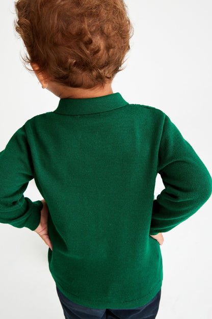 |BabyBoy| Camisa Pólo Manga Longa com Gola - Verde - (3 meses-7anos)